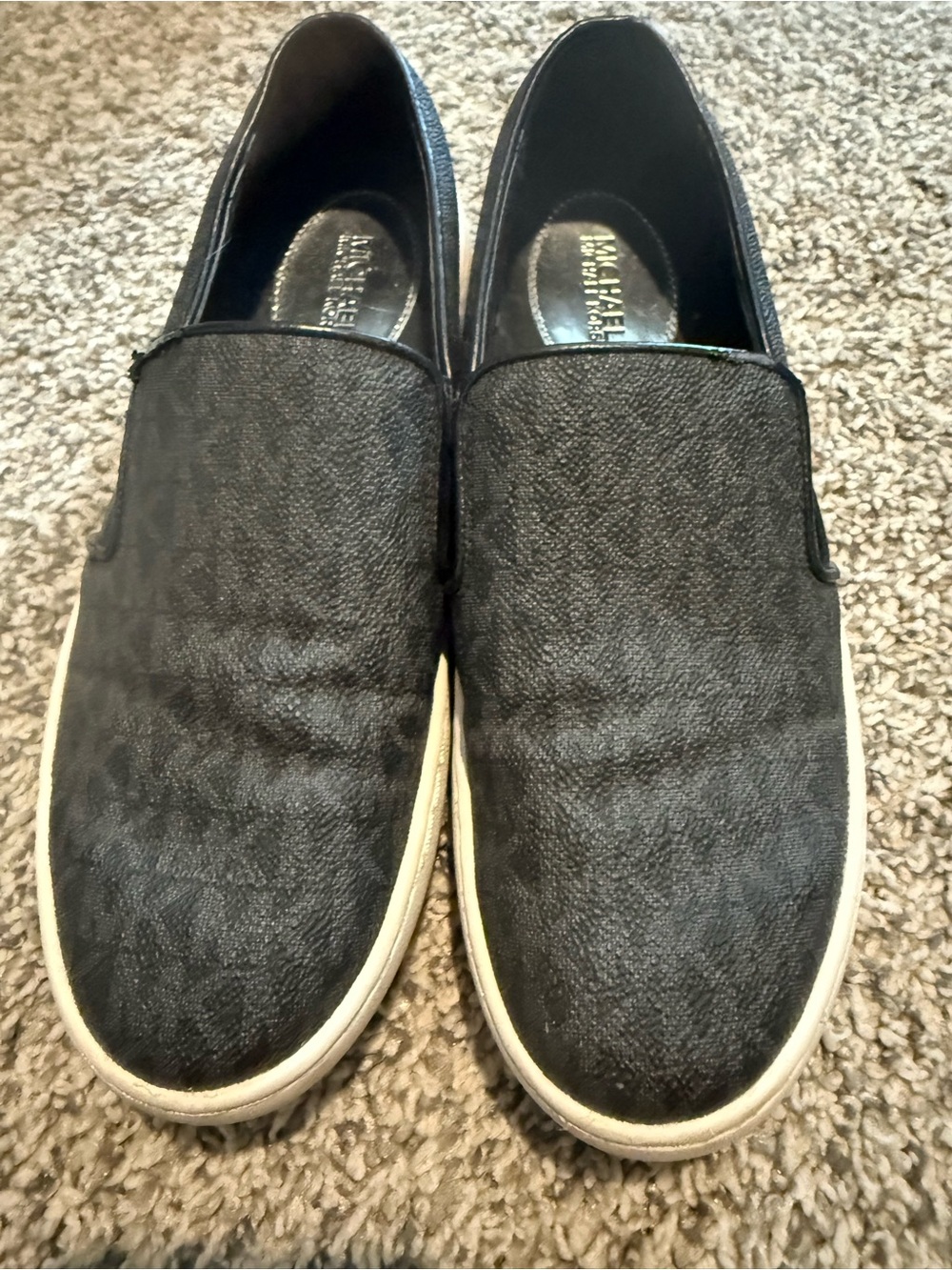Michael Kors Black Slip-On Loafers with White Soles